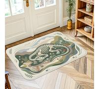 Alfombra de área de dinosaurios, plantas de huesos fantasiosos, no verde, antideslizante, rectangular, no se desprende, para entrada, baño, lavandería, decoración de 2 x 3 pies