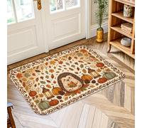 Alfombra de área de erizo, acogedora, fantasía, calabazas, farol, otoño, marrón, pelo bajo, esponja, para interiores, no se desprende, para baño, lavandería, cocina, entrada, decoración, 2 x 3 pies