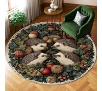 Alfombra de área de erizo, hojas de bellota otoñales de color verde otoño, parte trasera antideslizante, alfombras con patrón de interiores que no se desprenden, para sala de estar, dormitorio, cocina