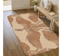 Alfombra de área de esqueleto, artística, naturalista, alas de pájaro, sin color beige, de pelo bajo, alfombra de esponja con ribete de borde para baño, entrada, mesita de noche, lavandería