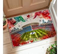 Alfombra de área de estadio, banderas dinámicas deportivas, color verde, de pelo bajo, rectangular, no se desprende, para baño, mesita de noche, entrada, puerta, decoración de 2 x 3 pies
