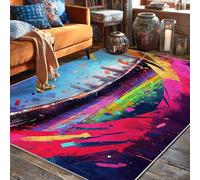 Alfombra de área de estadio, diseño deportivo moderno de confeti, celebración, melocotón, antideslizante, borde trasero, alfombra rectangular para sala de estar, dormitorio, aula, decoración de