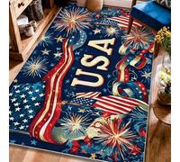 Alfombra de área de Estados Unidos, banderas patrióticas de fuegos artificiales festivos, Día de la Independencia, alfombras rectangulares de pelo bajo, alfombras de suelo para sala de estar