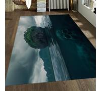Alfombra de área de Estilo Oscuro y Surrealista misteriosa y emocionante Isla Tropical y alfombras de Calaveras submarinas Alfombra Lavable de Pelo bajo para Sala de Juegos 200x250cm