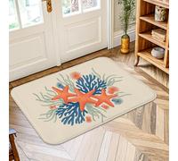 Alfombra de área de estrella de mar, coral tropical costero, algas marinas, verano, naranja, pelo bajo, esponja, para interiores, no se desprende, para baño, entrada, mesita de noche, puerta