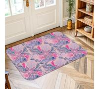 Alfombra de área de estrella de mar, hojas de coral tropicales costeras, durazno, alfombra rectangular de pelo bajo, no se desprende, para baño, puerta, entrada, mesita de noche, decoración de 2 x 3