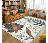 Alfombra de área de flores, botánica natural con hojas de helecho verde primaveral, antideslizante, resistente a la decoloración, alfombras estéticas para el hogar, sala de estar, dormitorio