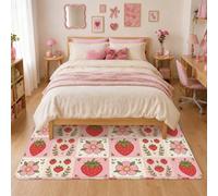 Alfombra de área de fresa, juguetona y fantástica, hojas de flores de verano, melocotón, artículos esenciales para el hogar, interiores, alfombras que no se desprenden para dormitorio, dormitorio