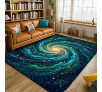 Alfombra de área de galaxia, diseño abstracto cósmico con estrellas en espiral, color azul, antideslizante, para interiores, no se desprende, para sala de estar, dormitorio, comedor, escritorio