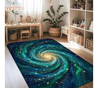 Alfombra de área de galaxia, diseño abstracto cósmico con estrellas en espiral, color azul, antideslizante, para interiores, no se desprende, para sala de estar, dormitorio, pasillo, escritorio