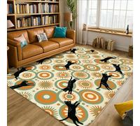 Alfombra de área de gato, Halloween círculo juguetón Sunburst, color naranja, esponja de pelo bajo para el hogar, diseño de interiores, alfombras que no se desprenden para sala de estar, recámara