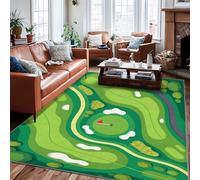 Alfombra de área de golf, diseño de bandera de verano, color verde, antideslizante, borde trasero, alfombra rectangular para sala de estar, dormitorio, aula, decoración de dormitorio universitario, 6