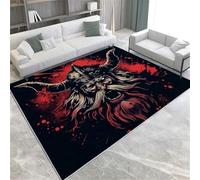 Alfombra de área de graffiti Viking Warrior, lavable a máquina, antideslizante, 160 x 230 cm, fácil cuidado, alfombra de pelo corto para sala de estar, dormitorio, comedor, oficina y guardería, 60 x