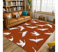 Alfombra de área de grúa, diseño minimalista de alas de terracota de pelo bajo, alfombra rectangular de suelo para sala de estar, dormitorio, decoración de apartamento, 5 x 7 pies