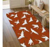 Alfombra de área de grulla, diseño minimalista de alas de terracota de pelo bajo, alfombra rectangular que no se desprende, para baño, lavandería, cocina, entrada, decoración de 3 x 5 pies