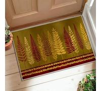 Alfombra de área de helecho, diseño floral de hojas naturales, color dorado, de pelo bajo, resistente a la decoloración, para baño, entrada, mesita de noche, puerta, decoración de 2 x 3 pies