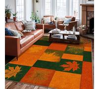 Alfombra de área de hoja de arce, hojas rústicas de helecho, otoño, naranja, de pelo bajo, estética, rectangular, para el hogar, sala de estar, dormitorio, pasillo, oficina, decoración de 6 x 9 pies