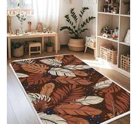 Alfombra de área de hojas, bayas naturales de otoño, diseño floral, color café otoño, antideslizante, para interiores, alfombras que no se desprenden, para sala de estar, recámara, hogar, comedor