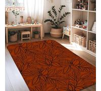 Alfombra de área de hojas, diseño floral contemporáneo otoñal marrón, alfombra rectangular de pelo bajo, alfombra de suelo para sala de estar, dormitorio, pasillo, escritorio, oficina, decoración de 4