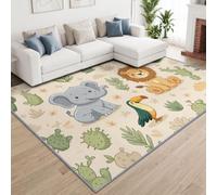 Alfombra de área de león elefante para sala de estar, 80 x 150 cm, alfombra lavable de dibujos animados en acuarela, alfombra de pelo bajo, suave, antideslizante, para dormitorio, comedor y oficina