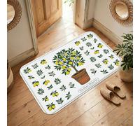 Alfombra de área de limón, botánica, vintage, color amarillo, de pelo bajo, esponjosa, suave, resistente a las manchas, para baño, puerta, entrada, mesita de noche, decoración de 3 x 5 pies