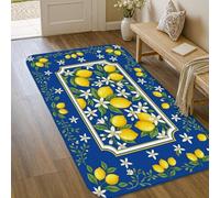 Alfombra de área de limón, flor botánica de verano, azul, antideslizante, suave, rectangular, resistente a las manchas, para sala de estar, dormitorio, comedor, escritorio, oficina, decoración de 5 x