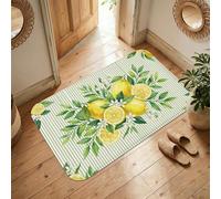 Alfombra de área de limón, flor de limón natural, color amarillo, antideslizante, suave, resistente a las manchas, para baño, lavandería, cocina, entrada, decoración de 3 x 5 pies