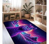 Alfombra de área de llama, retro, futuristas, montañas, violeta de verano, antideslizante, alfombra rectangular, para sala de estar, recámara, comedor, computadora, oficina, 4 pies x 6 pies