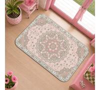 Alfombra de área de mandala, bohemio, vintage, floral, celosía, primavera, melocotón, para dormitorio, esencial, alfombra rectangular que no se desprende, decoración de baño, entrada, lavandería, 2 x