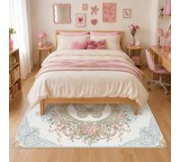 Alfombra de área de mariposa, elegante marco de flores vintage, primavera pastel, esencial para el hogar, alfombras con patrón de interiores, alfombras que no se desprenden para sala de estar, nuevo