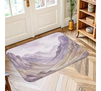 Alfombra de área de montañas, naturaleza escénica del valle, sin violeta, antideslizante, rectangular, estampado, acentos, lavandería, baño, puerta, entrada, decoración, 2 x 3 pies