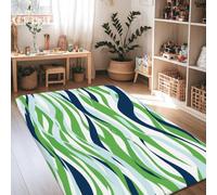 Alfombra de área de ondas, moderna, contemporánea, con curvas, color verde primavera, de pelo bajo, esponjas, para interiores, alfombras que no se desprenden, para sala de estar, dormitorio