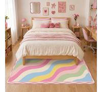 Alfombra de área de ondas, moderna, divertida, con curvas pastel, primavera, melocotón, para dormitorio universitario, esenciales, para interiores, alfombras que no se desprenden para dormitorio, aula
