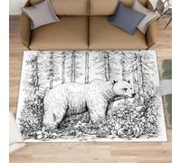 Alfombra de área de oso del bosque para sala de estar, 160 x 200 cm, alfombra de suelo de oso rústico, animales salvajes, alfombras de dormitorio, alfombras suaves antideslizantes para guardería