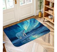 Alfombra de área de oso polar, naturaleza artística Aurora, hielo, invierno, azul, pelo bajo, esponja, felpudo suave, resistente a las manchas, baño, entrada, mesita de noche, lavandería, decoración