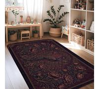 Alfombra de área de pavo real, elegante alfombra rectangular con diseño de flores vintage para otoño, color rojo oscuro, alfombra rectangular para interiores, no se desprende, para sala de estar