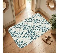 Alfombra de área de peces, diseño de burbujas marinas y contemporáneas de verano, color verde azulado, de pelo bajo, alfombra rectangular con detalles impresos, decoración para baño, entrada, mesita