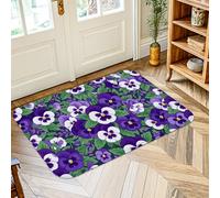Alfombra de área de pensamiento, diseño floral de primavera, violeta, primavera, violeta, pelo bajo, alfombra de esponja para puerta, resistente a la decoloración, baño, mesita de noche, entrada