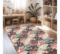 Alfombra de área de rosa, floral, clásico, floral, primavera, rosa, melocotón, antideslizante, diseño de interiores, alfombras que no se desprenden para sala de estar, recámara, universidad, recámara