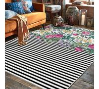 Alfombra de área de rosas, diseño floral contemporáneo, flores primaverales, melocotón, antideslizante, estética, rectangular, alfombra para el hogar, sala de estar, dormitorio, pasillo, escritorio