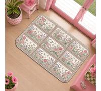 Alfombra de área de rosas, floral, vintage, flores de lavanda, primavera, melocotón, dormitorio, esencial, alfombra rectangular que no se desprende, decoración de entrada, baño, lavandería, 2 x 3 pies