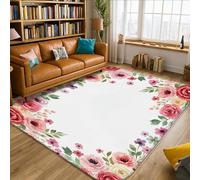 Alfombra de área de rosas, flores románticas de primavera, melocotón, de pelo bajo, esponja, alfombra rectangular para el suelo del hogar, alfombra para sala de estar, dormitorio, aula, decoración de