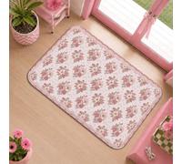 Alfombra de área de rosas, romántica y elegante, floral, primavera, melocotón, para dormitorio, alfombra rectangular que no se desprende, decoración de puerta de noche, 2 x 3 pies