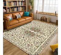 Alfombra de área de rosas, vintage, floral, helechos, vides, primavera, crema, antideslizante, para interiores, alfombra rectangular que no se desprende, para sala de estar, dormitorio, decoración de