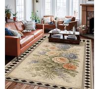 Alfombra de área de rosas, vintage, rústica, crisantemo, hortensia, primavera, pastel, pelo bajo, alfombra rectangular para interiores, no se desprende, para sala de estar, dormitorio, nuevo hogar