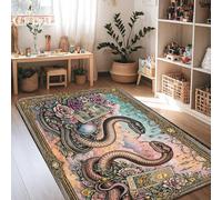 Alfombra de área de serpiente, bola de cristal rosa mística, no pastel, antideslizante, suave, rectangular, resistente a las manchas, para sala de estar, dormitorio, pasillo, oficina, decoración de 4