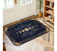 Alfombra de área de sol, celestial mística luna estrellas otoño azul marino de pelo bajo esponja para interiores alfombra de puerta no se desprende, decoración de baño, puerta, entrada, mesita de