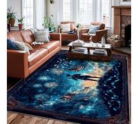 Alfombra de área de soldado, fuegos artificiales patrióticos, banderas de Estados Unidos, Día de la Independencia, color azul, con respaldo antideslizante, alfombras para el hogar, alfombras que no se