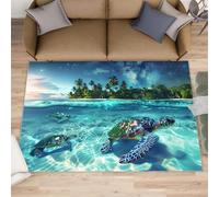 Alfombra de área de tortuga marina de 120 x 180 cm, diseño de cielo estrellado, antideslizante, de pelo corto, lavable a máquina, suave, para dormitorio, decoración del hogar