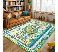 Alfombra de área de tren, alfombra rectangular antideslizante para interiores, diseño de árbol colorido y animal, no se desprende, para sala de estar, dormitorio, debajo de la mesa, comedor